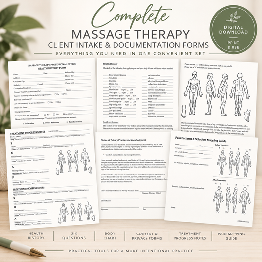 Complete Massage Therapy Client Intake & Documentation Forms